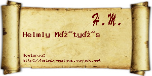 Helmly Mátyás névjegykártya